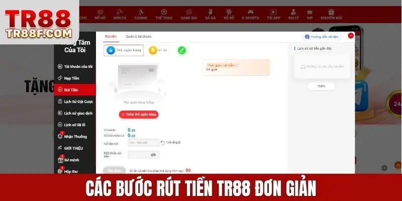Rút Tiền Tr88 An Toàn, Nhanh Chóng Qua Ngân Hàng, Ví Mã Hóa - WINLUMO99.LOL