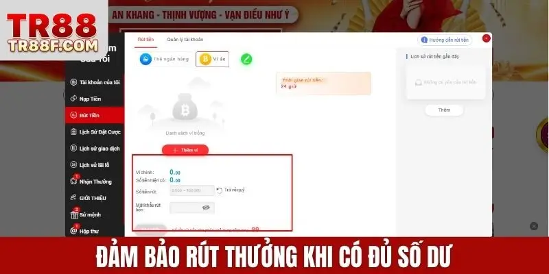 Rút Tiền Tr88 An Toàn, Nhanh Chóng Qua Ngân Hàng, Ví Mã Hóa - WINLUMO99.LOL