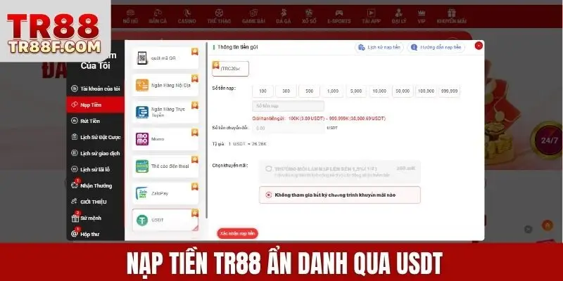 Nạp Tiền Tr88 Dễ Dàng Qua Ngân Hàng, Ví Điện Tử, Ví Mã Hóa - WINLUMO99.LOL